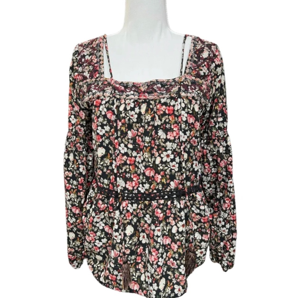 Knox Rose Blouse Top Floral Tassel Medium
